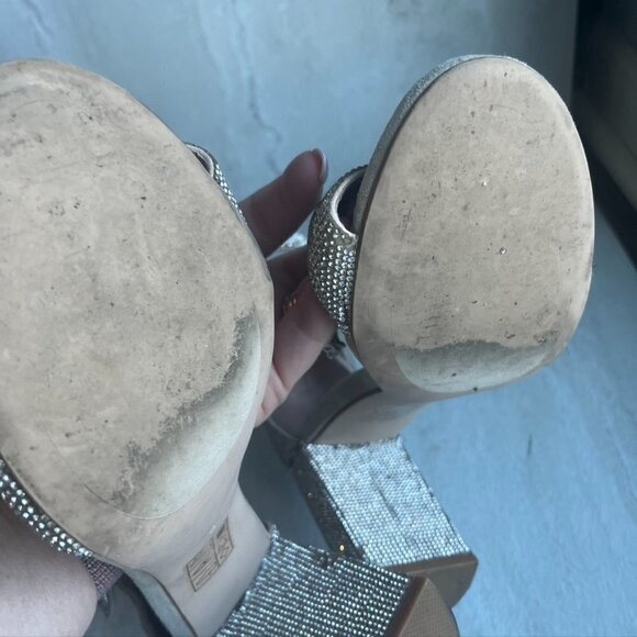 ** Jeffrey Campbell Kassidy Glitter Jeweled Block Heel Sandals 8 - Picture 9 of 12